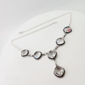 White Rainbow Topaz Gemstone Ethnic Handmade Necklace Jewelry 19"